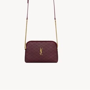 Yves Saint Laurent Maroon Quilted Crossbody Bag